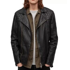 AllSaint Men's Black Leather Jacket